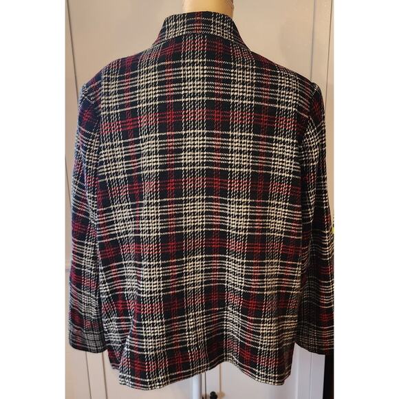 Sag Harbor Women's Tweed Plaid Red Black White Shacket Blazer - Picture 4 of 5
